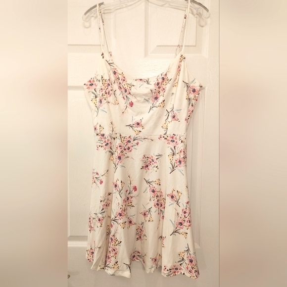 NWT Nine Britton Floral Knit mini cream coral Strappy skater beachy Dress sz XLP - Picture 6 of 14